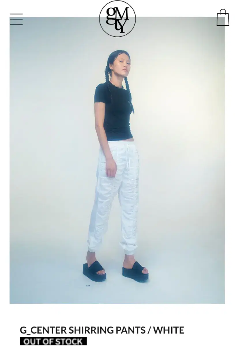 G_CENTER SHIRRING PANTS / WHITE